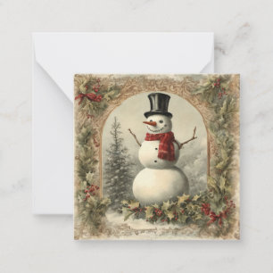 Tarjeta Pequeña Vintage Christmas Snowman