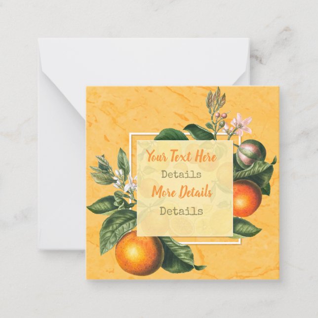 Tarjeta Pequeña Vintage Citrus Save The Date (Anverso)