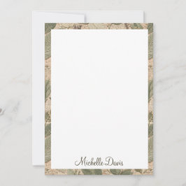 Tarjeta Pequeña Vintage Cottagecore Floral Botánico Verde Salvia
