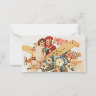 Tarjeta Pequeña Vintage Día de San Valentín victoriano, niños en a
