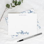 Tarjeta Pequeña Vintage English Floral Toile de Jouy-Blue<br><div class="desc">Hermoso patrón de tela de jouy sin costura,  adaptado a un diseño inglés grabado por John Munns cerca de los años 1770,  con ruinas clásicas,  puerto marítimo,  pastor y guirnaldas florales. Azul sobre fondo blanco.</div>