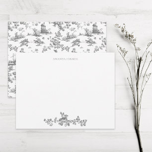 Tarjeta Pequeña Vintage English Floral Toile de Jouy-Gray