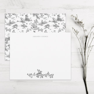 Tarjeta Pequeña Vintage English Floral Toile de Jouy-Gray
