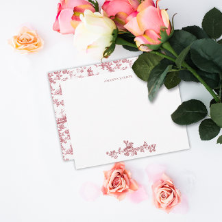 Tarjeta Pequeña Vintage English Floral Toile de Jouy-Pink