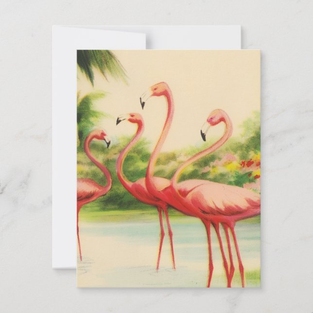 Tarjeta Pequeña Vintage Flamingos (Anverso)