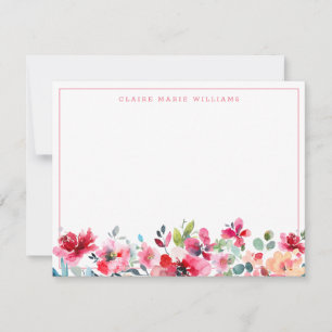 Tarjeta Pequeña Vintage Floral acuarela rosa borgoña