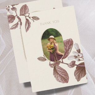 Tarjeta Pequeña Vintage Floral Photo Funeral Sympathy Gracias