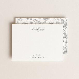 Tarjeta Pequeña Vintage Gray Chinoiserie Floral Gracias