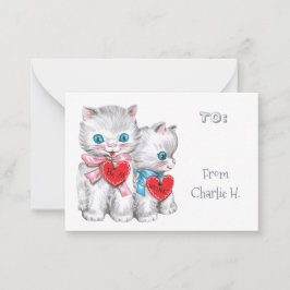 Tarjeta Pequeña Vintage Kittens Classroom Valentine