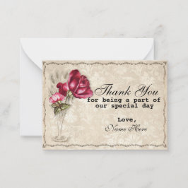 Tarjeta Pequeña Vintage Red Rose Gracias