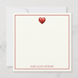 Tarjeta Pequeña Vintage Rojo y Cuadros Cremas con Corazón