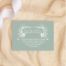 Tarjeta Pequeña Vintage Timeless Floral Green Baby Display Shower