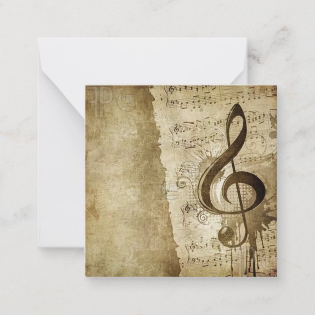 Tarjeta Pequeña Vintage Treble Clef (Anverso)