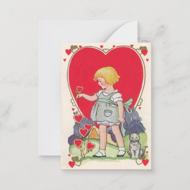Tarjeta Pequeña Vintage Valentine Kid Cards (Anverso)