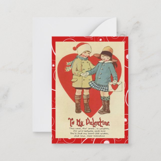 Tarjeta Pequeña Vintage Valentine Kid Cards (Anverso)