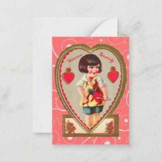 Tarjeta Pequeña Vintage Valentine Kid Cards