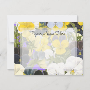 Tarjeta Pequeña Violetas Florales Editables y Patrón Pansy