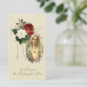 Tarjeta Pequeña Virgen Católica María Rezó el Rosario