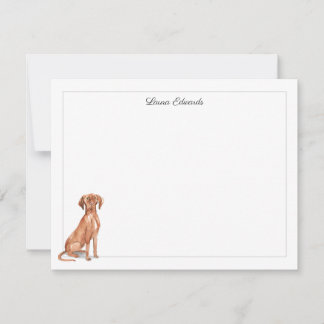 Tarjeta Pequeña Vizsla Dog Gray Border Personalized