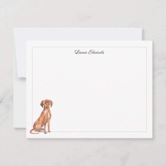 Tarjeta Pequeña Vizsla Dog Gray Border Personalized (Anverso)