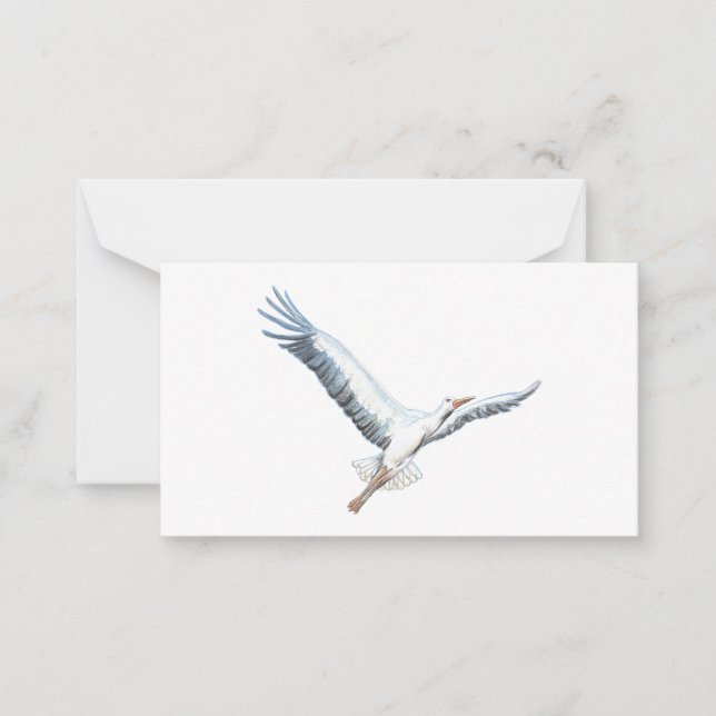 Tarjeta Pequeña Volante de cigüeña blanca (Anverso)