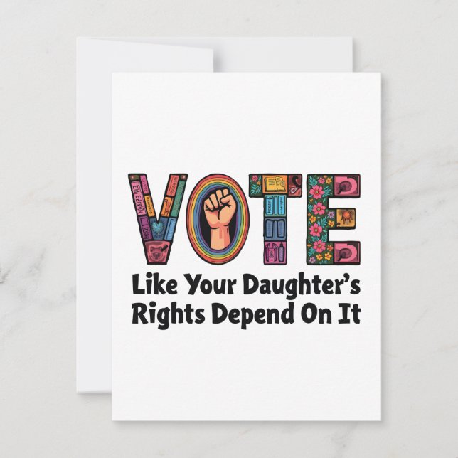 Tarjeta Pequeña Vota como si los derechos de tu hija dependieran d (Anverso)