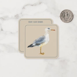 Tarjeta Pequeña Watercolor Beach Seagull Personalized