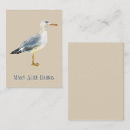 Tarjeta Pequeña Watercolor Beach Seagull Personalized