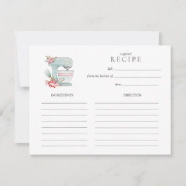Tarjeta Pequeña Watercolor Cake mixer  baking Recipe card