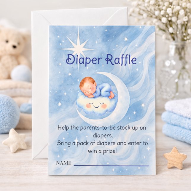 Tarjeta Pequeña Watercolor Celestial Baby Shower Diaper Raffle (Subido por el creador)