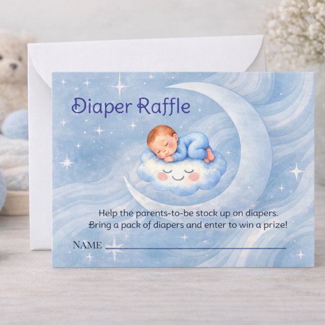 Tarjeta Pequeña Watercolor Celestial Baby Shower Diaper Raffle (Subido por el creador)