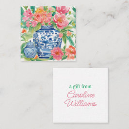 Tarjeta Pequeña Watercolor Chinoiserie Ginger Jar de Regalo de Flo