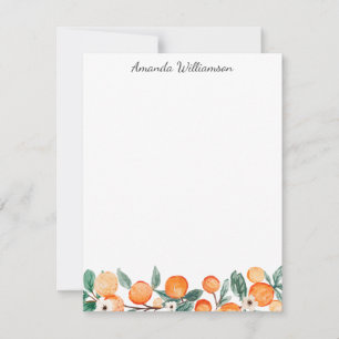 Tarjeta Pequeña Watercolor Citrus Naranja Fruta Personalizada
