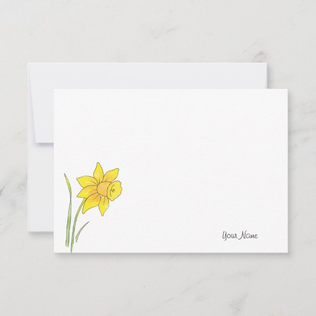 Tarjeta Pequeña Watercolor Daffodil (Anverso)
