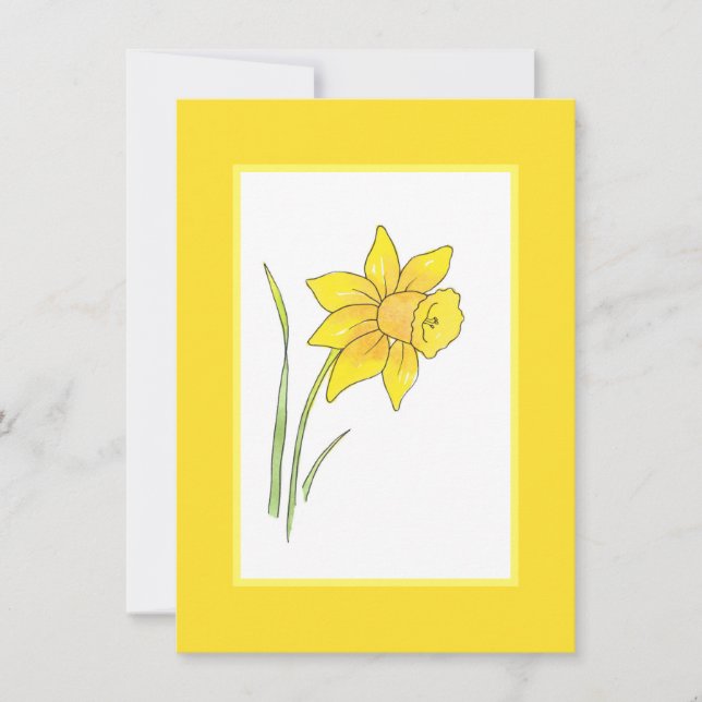 Tarjeta Pequeña Watercolor Daffodils (Anverso)