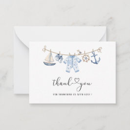 Tarjeta Pequeña Watercolor Elegante ahoy es una ducha de bebé de n