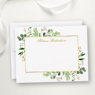 Tarjeta Pequeña Watercolor Eucalyptus Greenery Gold Personalizado
