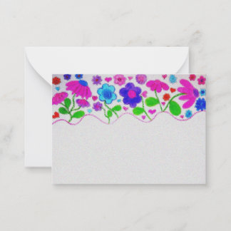 Tarjeta Pequeña Watercolor Floral Garden Border Flat Note Card
