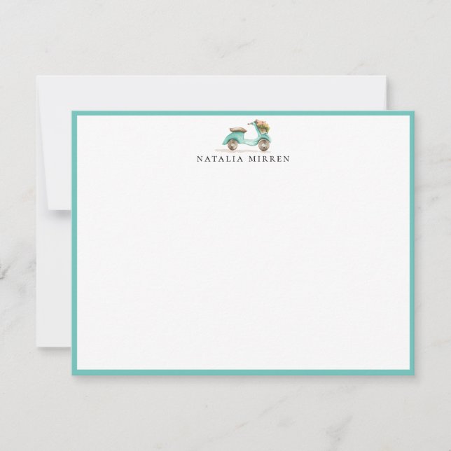 Tarjeta Pequeña Watercolor Floral Scooter (Anverso)