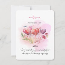 Watercolor Heart Valentine’s Day Card with Romanti