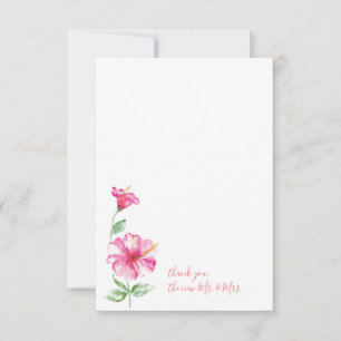 Tarjeta Pequeña Watercolor Hibiscus Gracias Stationery