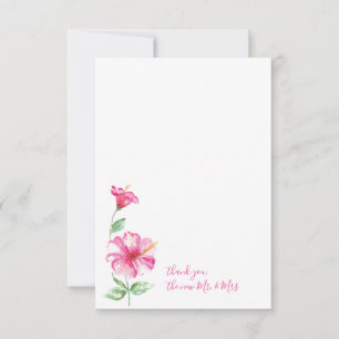 Tarjeta Pequeña Watercolor Hibiscus Gracias Stationery