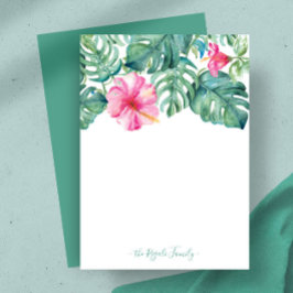 Tarjeta Pequeña Watercolor Hibiscus Personalizado Stationery
