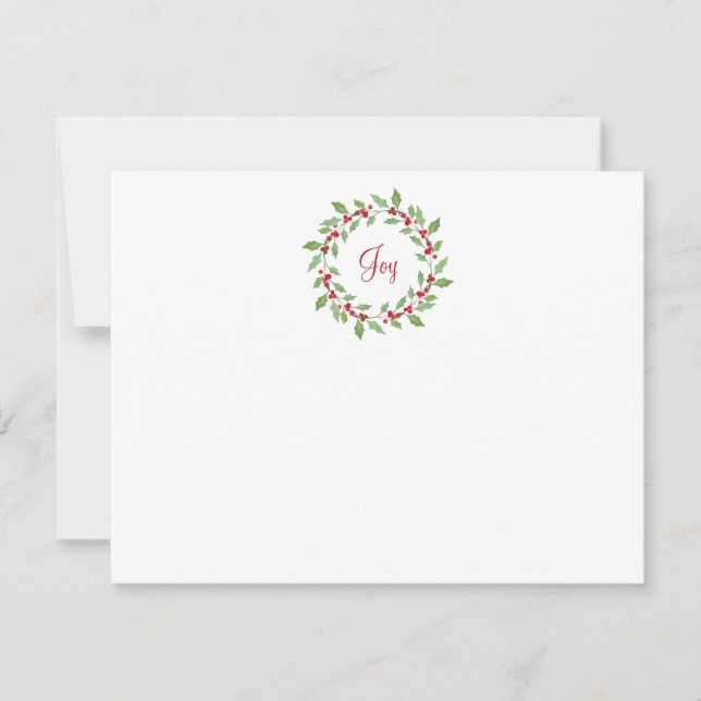 Tarjeta Pequeña Watercolor Holly Wreath (Anverso)
