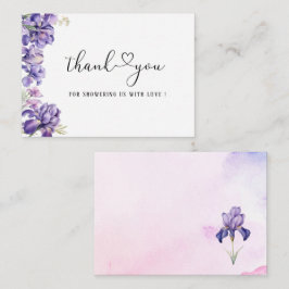 Tarjeta Pequeña Watercolor Iris Lilac Flor Ducha de novia