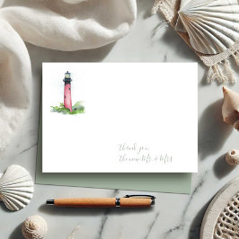 Tarjeta Pequeña Watercolor Júpiter Lighthouse Gracias Stationery