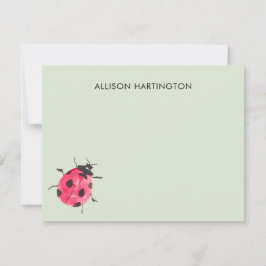 Tarjeta Pequeña Watercolor Ladybug Garden Cute Sage Thank You Card