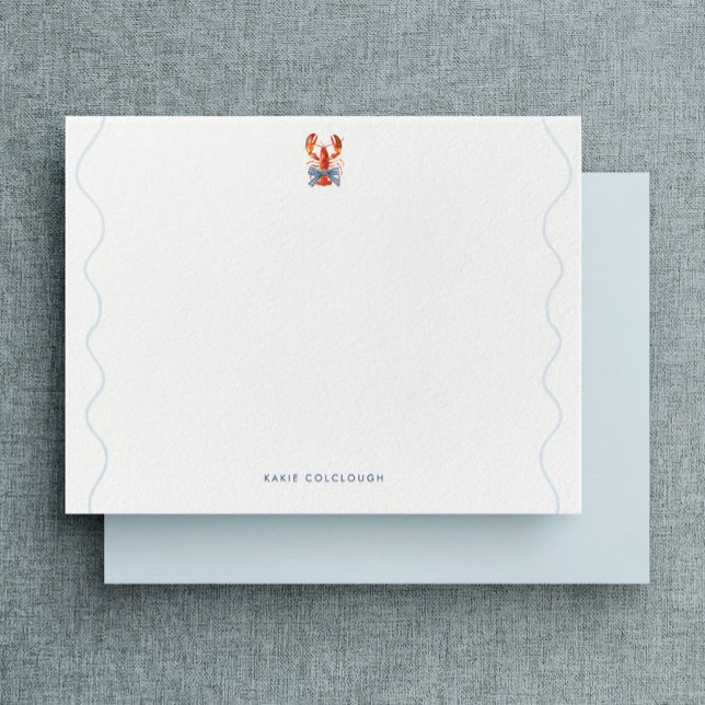 Tarjeta Pequeña Watercolor Lobster Coastal Flat Note Card (Subido por el creador)