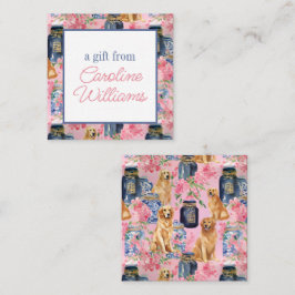 Tarjeta Pequeña Watercolor Palm Beach Golden Retrivers Ginger Jar