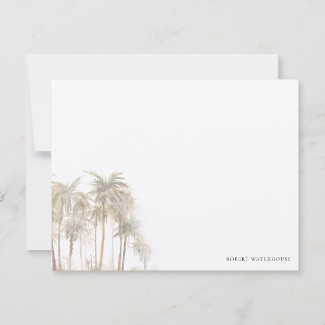 Tarjeta Pequeña Watercolor Palm Trees Personalized Thank You (Anverso)